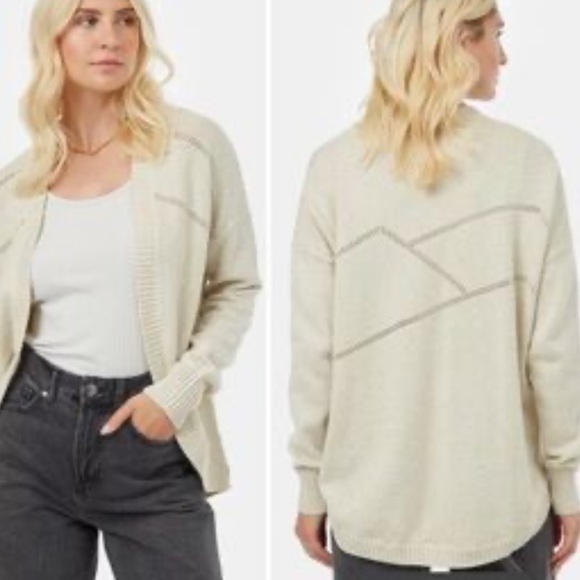 tentree Sweaters - tentree Oatmeal 100% organic cotton Open-Front Diamond Eyelet Cardigan